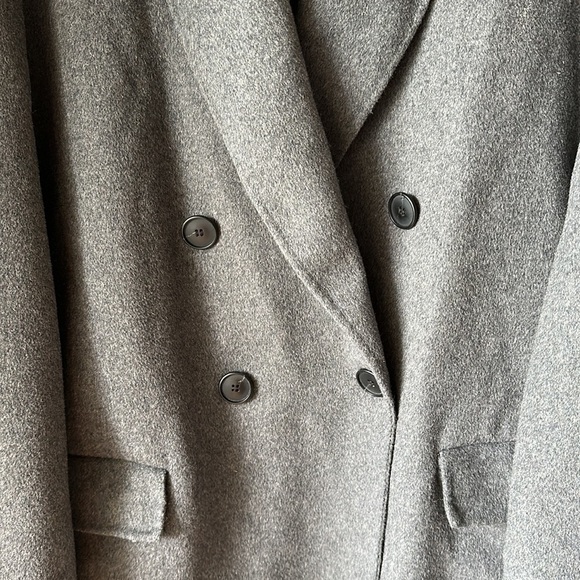 ZARA Women’s Oversized Wool Blend Gray Double Breasted Trench Coat - Picture 11 of 13